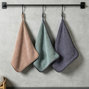 Bamboo Charcoal Fiber Kitchen Cloth 20x20cm Stripe Pattern Thickened Absorbent Dish Towel For Pots And Pans - Product Image 4