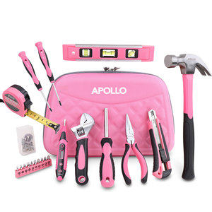 Apollo 21-Piece Pink Chrome Vanadium Steel <b>Tool</b> <b>Set</b> 3-Year Warranty for Home Repair DIY Includes Adjustable Wrench Soft Case - Product Image 1
