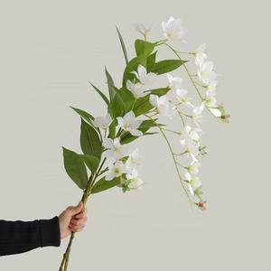Alta calidad 2 tenedores tela de seda flores de jazmín artificiales <span class=keywords><strong>Malus</strong></span> <span class=keywords><strong>Spectabilis</strong></span> para decoración de boda fiesta hogar centro de mesa - Product Image 5