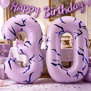 <span class=keywords><strong>Globo</strong></span> Número Gigante de 40 Pulgadas con Diseño de <span class=keywords><strong>Tatuaje</strong></span> Temático, Globos de Aluminio Lavanda para Fiestas, Cumpleaños y Aniversarios - Product Image 5