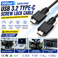 Kabel Pengunci Sekrup Ganda USB 3.2 Tipe-C 20Gbps Sinkronisasi Data 5A Pengisian Cepat Nilon Sistem Visi Kamera Industri Visi Mesin SSD