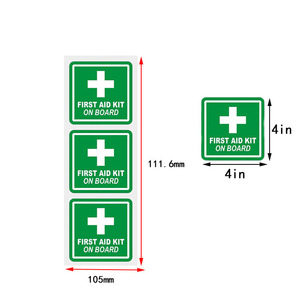 Kit de primeros auxilios para coche, pegatina de vinilo, rectángulo verde, autoadhesivo, 4 pulgadas, para ventana de vehículo, uso de emergencia - Product Image 3