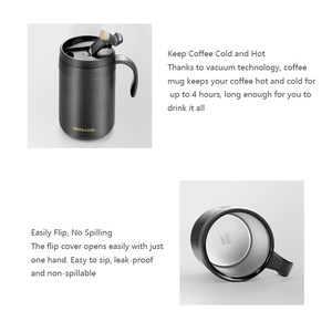 Mug de camping isotherme pour barbecue, tasse de voyage en métal à double paroi sous vide avec poignée et couvercle - Product Image 4
