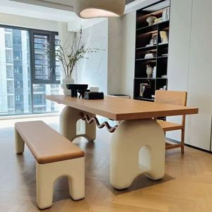 French Style <b>Solid</b> <b>Wood</b> Dining <b>Table</b> Rectangle Stable Support Structure For Dining Room - Product Image 2