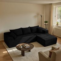 Canapé modulaire compressé 3 places en mousse pressée sous vide, sans structure, noir, abordable, en boîte, pour café