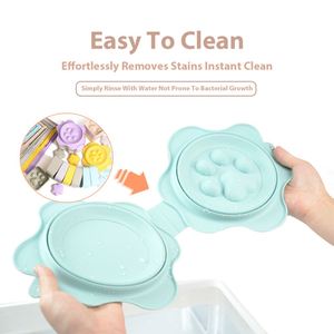 Wholesale 4-Piece Silicone Pet Feeding Set, Dog <b>Cat</b> Slow Feeder Bowl & Lick <b>Mat</b> Combo, Food Grade BPA Free Custom OEM/OEM - Product Image 5