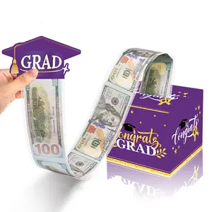 KZ097 Graduation Theme Money Pull Box DIY Surprise Gift Box for Money with Card-Funny Ways for Graduation Party Gifts