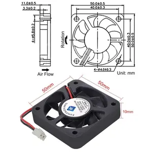 พัดลมระบายความร้อนแบบไม่มีแปรง50มม. X 50มม. X 10มม. 5010 12V พัดลม2ขาสำหรับ3D เครื่องพิมพ์พัดลมเคสคอมพิวเตอร์