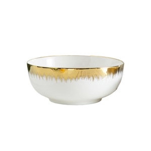 Tazón Cerámico Escandinavo Simple con Borde Dorado, Vajilla para Uso Doméstico, Elegante para Servir Ensaladas, Fideos y Arroz - Product Image 5