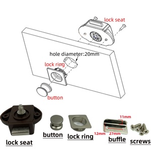 High Quality Furniture Mini RV Keyless Push Button <b>Lock</b> ANSI Grade 1 Security Zinc Alloy+ABS Material Caravan Bathroom - Product Image 3