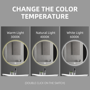 <span class=keywords><strong>Miroir</strong></span> mural rond sans cadre, étanche, tactile, éclairé par <span class=keywords><strong>LED</strong></span>, avec variateur d'intensité, pour salle de bain - Product Image 2