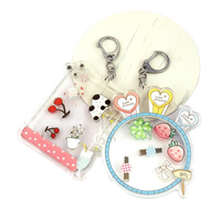 Porte-clés en acrylique transparent personnalisé avec logo, motif dessin animé ou anime, étanche, à secouer, breloque artisanale en plastique