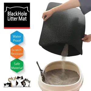 Caja de arena plegable de doble capa para mascotas, esterilla impermeable con filtros, almohadillas antideslizantes, para mantener la cama en casa, para guardar gatitos