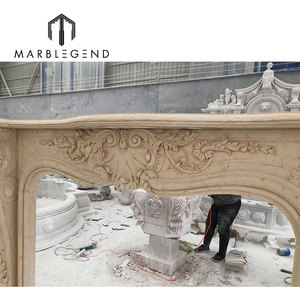 Matériel de service d'intérieur sculpté à la main, grande <span class=keywords><strong>cheminée</strong></span> en marbre beige, surround, 30 pièces - Product Image 4