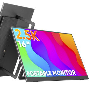 شاشة LCD مسطحة جديدة مقاس 16 بوصة بدقة 2.5K محمولة 2560x1600 IPS HDR مع حامل VESA مدمج ومنفذ USB-C للابتوب والأعمال ومكبر صوت إبداعي - Product Image 1
