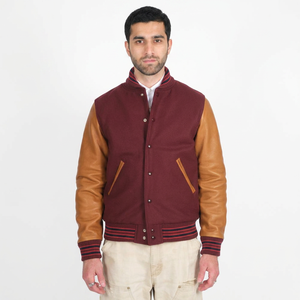Black and <b>White</b> Wool Varsity <b>Jacket</b> with Leather Sleeves Classic Bomber College Letterman <b>Jacket</b> for <b>Men</b> and Women - Product Image 1