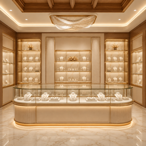Muebles de Exhibición para Tiendas de Lujo, Unidad de Exhibición de Metal, Madera y Vidrio para Joyería, Accesorios y Artículos de Lujo - Product Image 1