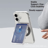 Support magnétique vertical flexible pour cartes avec béquille, coque transparente en PC pour téléphone, aimant puissant, support horizontal portable