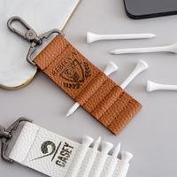 Porte-tees de golf en cuir personnalisé avec logo, sac en cuir PU lychee portable, pendentif porte-clés de voiture, cadeau de luxe pour les amateurs de golf