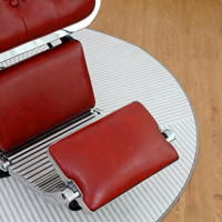 Fauteuil de barbier moderne rouge capitonné |   Fauteuil de Salon Hydraulique Robuste en Cuir avec Tête Inclinable et Rotation à 360 Degrés
