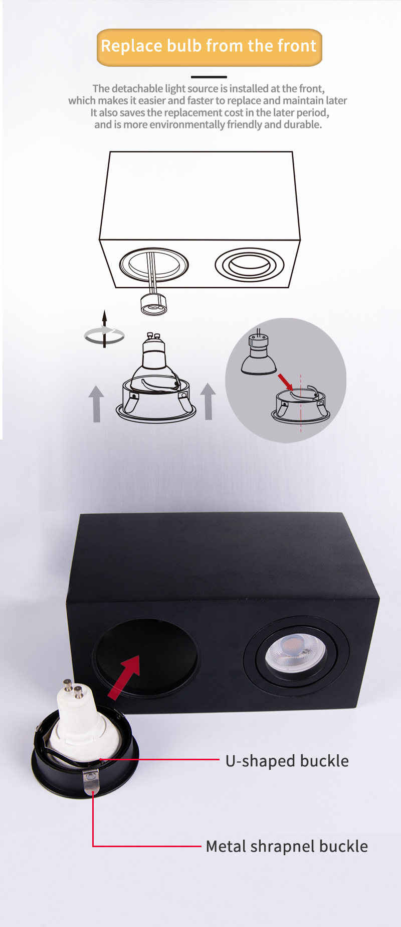 RoHS LED Ceiling Spotlights Surface Mounted Indoor Led Twin Head Spotlights