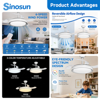 Ventilateur de plafond invisible à LED avec lumière et télécommande, moteur DC réglable à 6 vitesses, 42 pouces, silencieux, moderne et simple, pour chambre à coucher, OEM/ODM