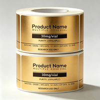 Étiquettes adhésives en vinyle mat et or brillant personnalisées pour flacons de peptides de 3 ml/5 ml/10 ml, imperméables et résistantes à la chaleur, logo imprimable