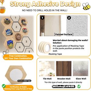 Wooden <b>Wall</b> Mounted Medal Rack Honeycomb <b>Display</b> Stand Natural Wood Color For Medal Collection Storage - Product Image 4