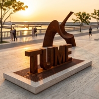 Sculpture de lettres TUME en acier Corten pour extérieur, villa, bord de mer, place publique, enseigne métallique décorative, vente en gros