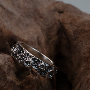 Bague rétro punk en forme de cratère de météore, style hip-hop européen et américain, bague de personnalité pour hommes et femmes - Product Image 4