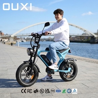 Vélo hybride électrique OUXI City Commuter 36V 16 pouces 7 vitesses avec écran LCD intelligent Fatbike V8 pour la conduite urbaine quotidienne des adolescents