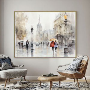 थोक अनुकूलित उच्च गुणवत्ता वाले शहर वास्तुकला सड़कें और लोग रंगीन परिदृश्य अमूर्त कला काम तस्वीरें घर सजावट - Product Image 3