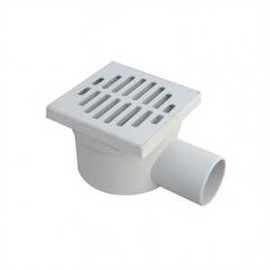 Low Profile Adjustable Siphon Drain 10x10cm Grey <b>PP</b> 40mm Side Outlet - Product Image 2