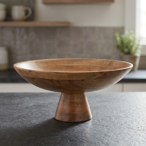 Bol sur piédestal en bois SB-032 |   Décoration d'intérieur artisanale à motifs animaliers |   Ensemble de 3 pièces |   Design moderne du milieu du siècle |   Aqudus Saleem - Product Image 3