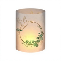 Lot de 12 lanternes de table en PVC pour la première communion des garçons et des filles, vert eucalyptus, avec bougies chauffe-plat et bougies, cadeaux pour invités