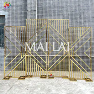 Luxury party decoration Wedding Supplies 4Pcs Gold Wedding Arch Metal Flower Frame Stainless Steel Wedding Backdrop