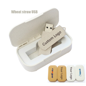 Ranguo Eco Friendly Wheat Straw USB 3.0 Flash Drive Set Silk Screen Printed Classic Style Custom Logo Biodegradable Gift Box