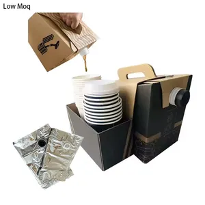 Disposable Coffee Box Cheap Custom Take Away With Handle And Water Bag In Box 1L 2L 3L Colorful Logo Drip Disposable Coffee Dispenser Coffee Box