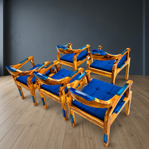 Luxury Solid Wood Epoxy Resin <b>Armchair</b> Handmade Modern Wooden Accent Chair for Home Hotel Cafe Furniture - Product Image 1