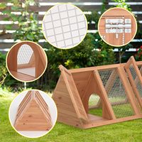 Cage à lapins et poulets d'extérieur en A, avec enclos à 2 portes, cage triangulaire en bois pour cailles, volière ventilée en fil métallique pour volailles