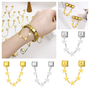 Double-hook Modular Bracelet With Star Pendant Titanium Steel Strap Unisex Everyday Wear - Product Image 1