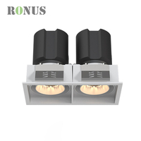 Spot LED encastré rectangulaire COB à double tête 10W*2, orientable et rotatif