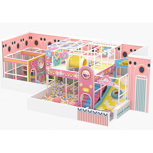 Morandi Indoor Children Playground Steel pink with Roller <b>Slide</b> Spiral <b>Slide</b> Ball <b>Pool</b> Mini Town 212SQM School Use - Product Image 6