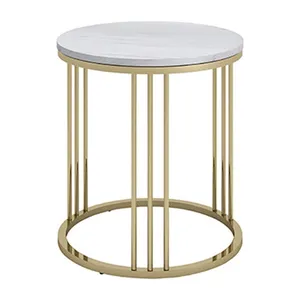 Çağdaş yuvarlak sehpa altın Metal yan mermer masa çay sehpa seti merkezi masa