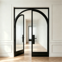 Puertas de Entrada Modernas de Hierro Forjado con Vidrio de Seguridad y Aislamiento Térmico, Puertas Francesas de Acero y Vidrio