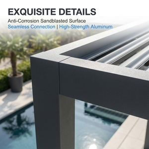 Pergola en aluminium Henlixo toutes saisons avec toit rétractable, imperméable, pour patio extérieur, jardin, gazebo, auvent bioclimatique, kit - Product Image 4
