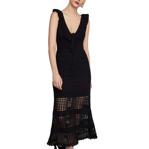 Verano de las mujeres de moda elegante sin mangas con cuello en V sexy <span class=keywords><strong>midi</strong></span> vestidos de encaje - Product Image 2