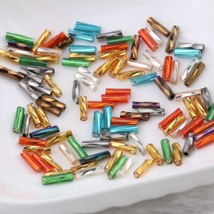 450g/bag Luxury 6mm Glazing Red Twisted Long <strong>Bugle</strong> <strong>Beads</strong> Crystal Glass Seed <strong>Beads</strong> Tube Loose <strong>Beads</strong> for Jewelry Diy Clothing Bulk - Product Image 1