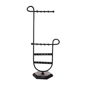 New Design Metal Jewelry Holder Fashion Necklace Bracelet <b>Earrings</b> Storage Rack Jewelry Stand Display With Marbledfinish Base - Product Image 1