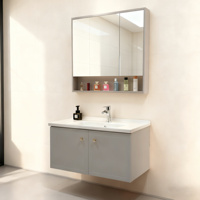Armoire de salle de bain en acier inoxydable antirouille avec miroir triple, meuble-lavabo mural à double porte pour petite salle de bain